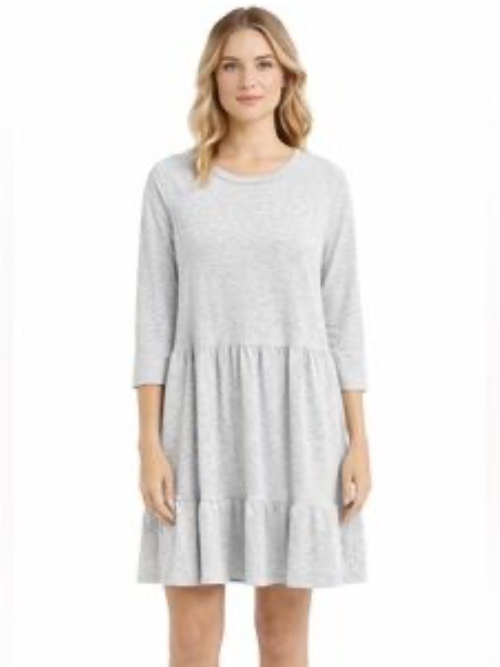 crown & ivy Light Gray Tiered Long Sleeve Dress- worn a few times.